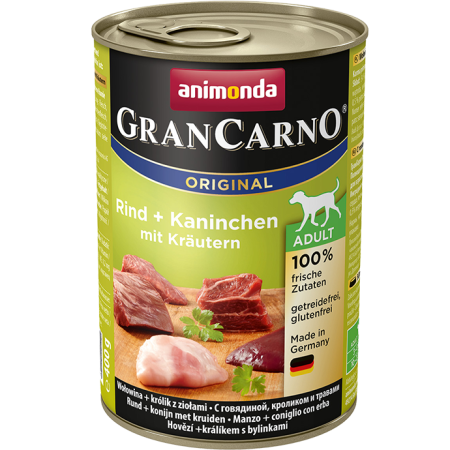 Animonda GranCarno ADULT ORIGINAL - puszka dla dorosłych psów; Wołowina i królik z ziołami