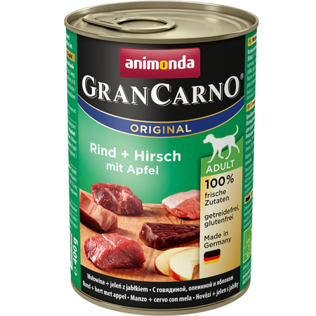 Animonda GranCarno ADULT ORIGINAL - puszka dla dorosłych psów; Wołowina i jeleń z jabłkiem