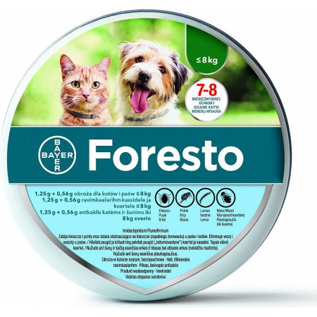 BAYER FORESTO Obroża dla psa i kota przeciw kleszczom i pchłom poniżej 8 kg