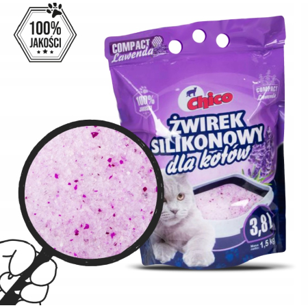 Chico Żwirek Compact Lawenda 3,8L – zbrylający żwirek dla kota o zapachu lawendy