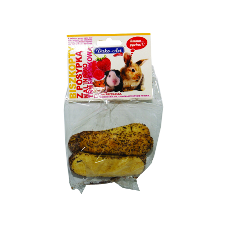 Biszkopty z posypką malinowo-truskawkową, przekąska dla gryzoni ok.50g - zawieszka