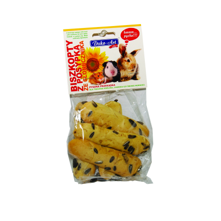 Biszkopty z posypką ze słonecznikiem, przekąska dla gryzoni ok.50g - zawieszka