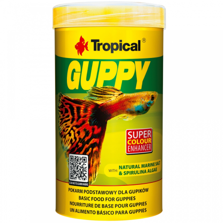 Tropical Guppy Płatki – Pełnowartościowa Karma dla Gupików i Żyworódek (20g / 100ml)